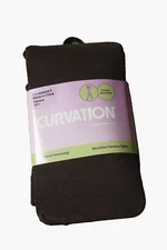 Curvation Women's Curvaceous 1-4 Brown Espresso Microfiber Opaque Tights 3571