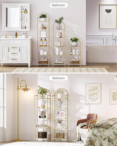 Bookcase Bookshelf Tempered Glass Bookshelves Slim Shelving Unit Bedroom Office - Picture 6 of 9