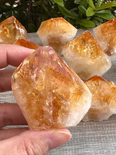 Standing Citrine Top Polished Rough Point, Deep Orange Citrine Crystal Cut Base - Picture 21 of 57