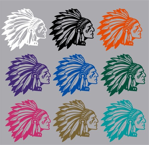 Native American Indian Face Headdress Car Truck Window Vinyl Decal Sticker - Picture 2 of 2