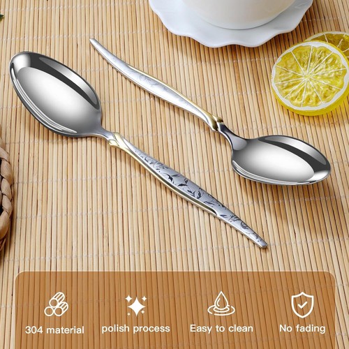 YSAMAX Golden Pattern Stainless Steel Tablespoon Set for Home Kitchen - Picture 8 of 9