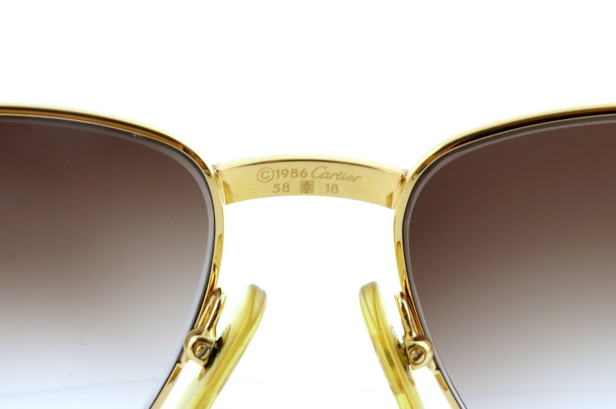 Vintage 1986 CARTIER C Decor 58mm 23K Gold Aviator Sunglasses