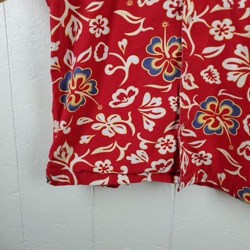 Vintage Structure Hawaiian Shirt Mens Large Red Button Up Collared Short Sleeve - Picture 7 of 16