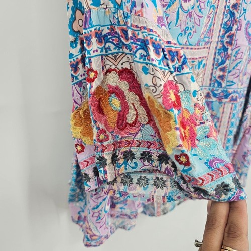 Andree By Unit Boho Blumen bestickt Tunika Top Glockenärmel Größe 1X - Bild 7 von 7
