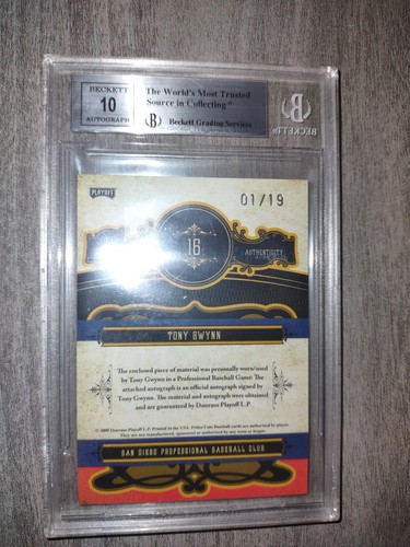 2008 Donruss Prime Cuts Tony Gwynn COLOSSAL JERSEY AUTO BGS 9 01/19 SD PADRES - Picture 3 of 3