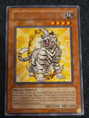 *Misprint* Yugioh Crystal Beast Topaz Tiger DP07-EN004 Rare 1st Ed NM Faded Name - Picture 1 of 2