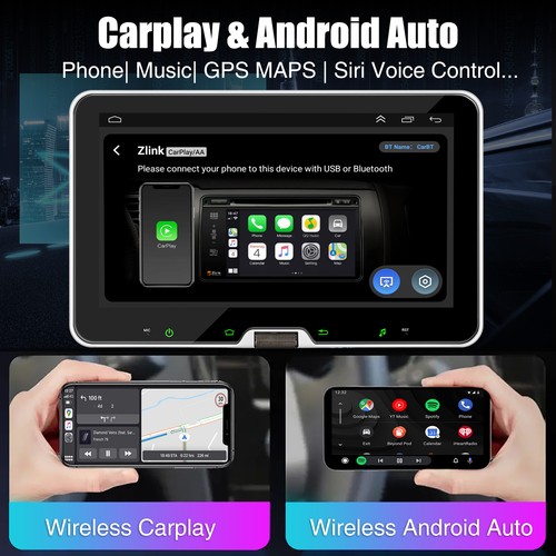 Single 1 Din 10.1" Touch Screen Car Stereo Bluetooth Radio Apple/Android Carplay - Picture 6 of 16
