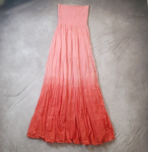 Jane Norman Strapless Maxi Dress Size 12 Sundress Pink Ombre Fit & Flare Tiered