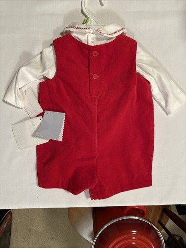 Kitestrings By Hartstrings Baby Boys 2-Pc Jon Jon Xmas Romper Red Velvet 0-3 Mos - Picture 13 of 17