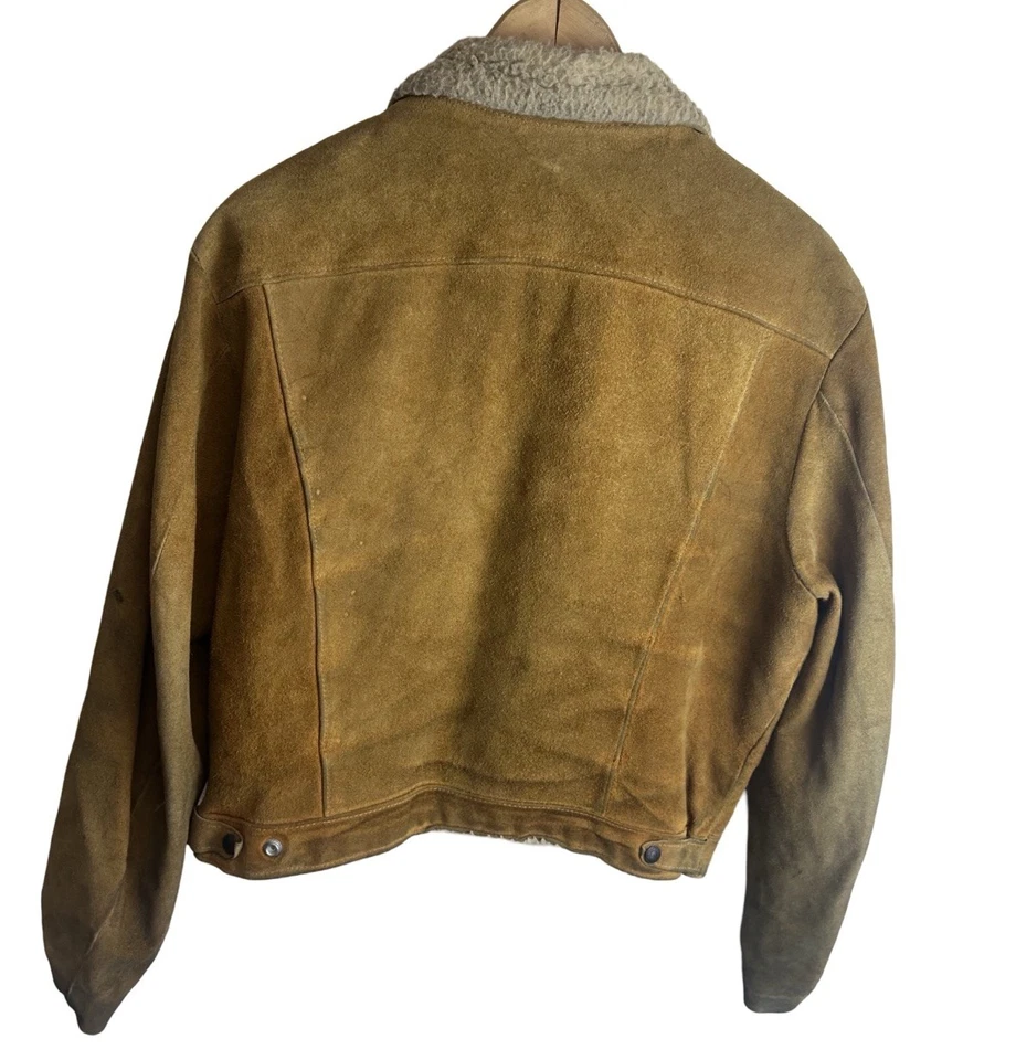 复古 Levi’s Big E Shorthorn 男式麂皮绒牛皮夏尔巴西部夹克尺寸 44 — 第 3/4 张图片