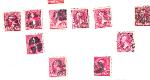 Sc #220 Untyped Bureaus Fancy Cancels 2 Cent Washington 1890-95 US 15-1 - Picture 4 of 4