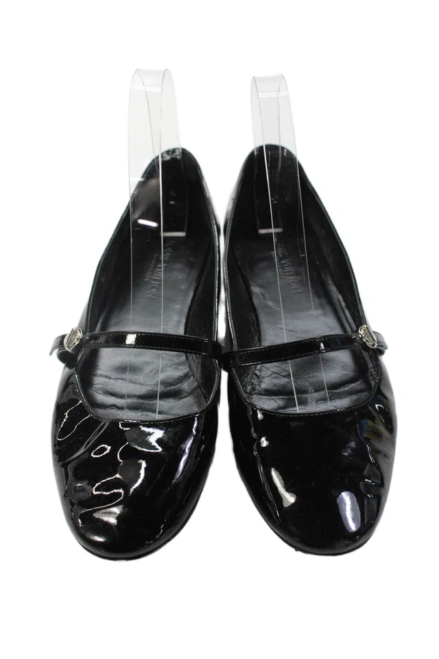 Zapatos planos de ballet Louis Vuitton para mujer charol tono plateado negros talla 38 8 Foto 2 de 4