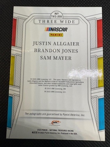 2023 National Treasures Racing Three Wide Allgaier/Jones/Mayer /25 Nascar - Picture 2 of 2
