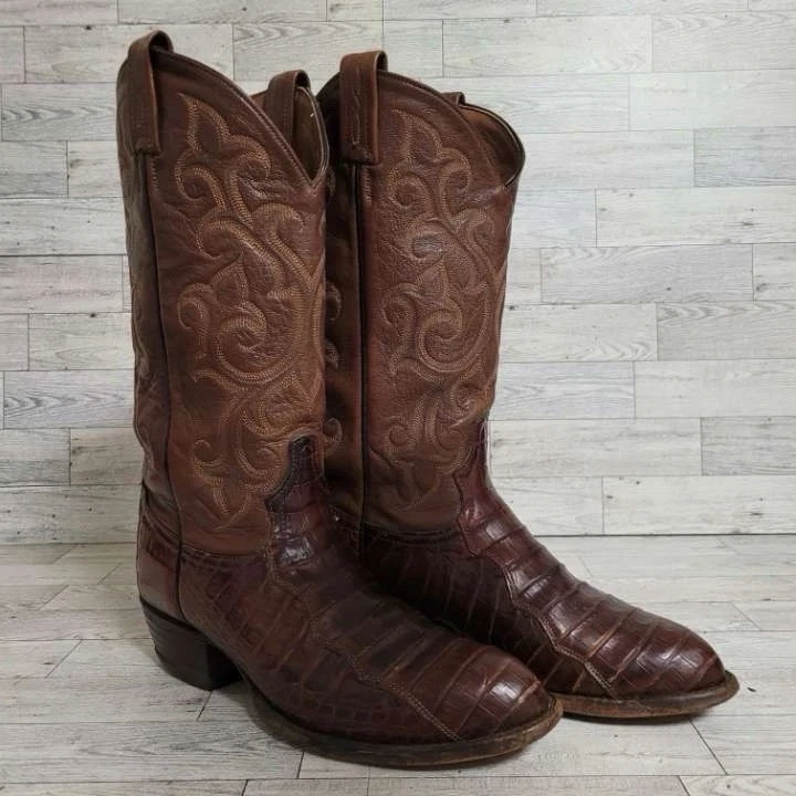 Mens Tony Lama Alligator‎ Belly Cowboy Boots Tan Leather 1980s, Size 8.5D 1980s tony lama mens - Gem main image 3