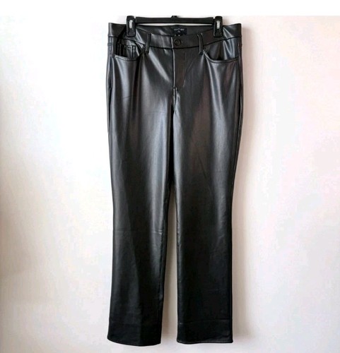 *NWT NYDJ Sculpt Her Pants Women’s 4 Black Faux Leather Marilyn Straight Trouser - Picture 2 of 8
