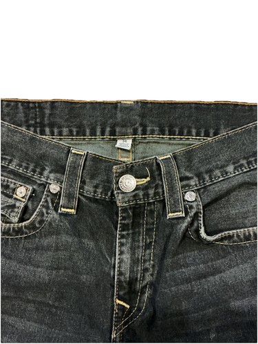 True Religion Jeans Mens 34X27 Black Straight Big T Flap Pocket Y2K - Picture 13 of 24
