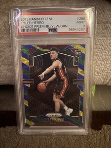 2019 Prizm Choice Blue Yellow Green Tyler Herro Heat Choice Rookie PSA 9 RC