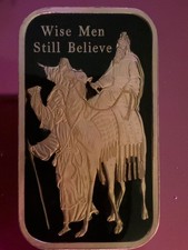 Rare Enamelled Wise Men Christmas Bar-APMEX Mint 1 oz.999 Silver 📈 Black w/gold
