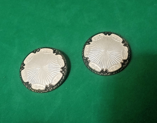 Vintage Volmer Bahner Sterling & Enamel Clip Earrings. 1" - Picture 2 of 4
