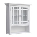 Teamson Home Neal Removable Wooden Wall Cabinet with 2 Glass Doors, White