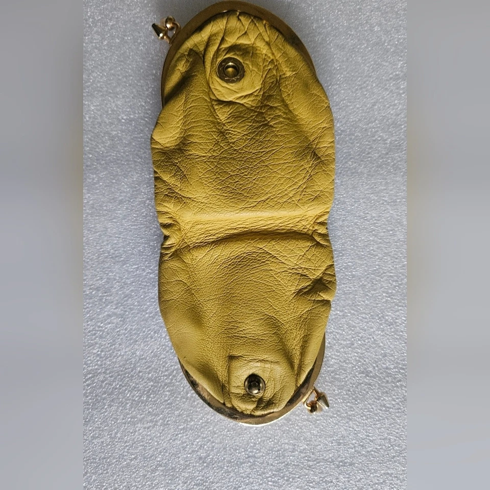 Bolsa de moedas feminina de couro vintage dupla preta e dourada - Imagem 3 de 4