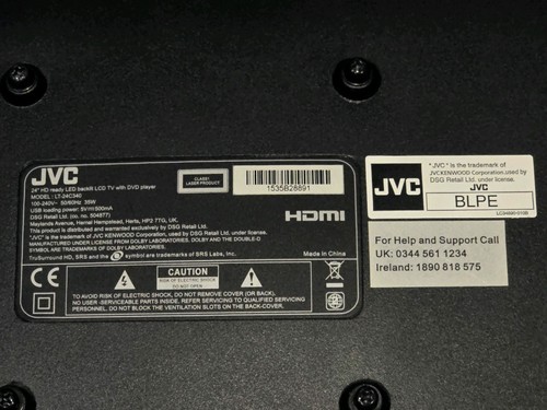 JVC LT-24C340 24” HD LED TV/DVD Combo. No Remote Or Stand. TV Only. VGC - Picture 3 of 8