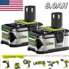 2PACK 8.0Ah For RYOBI 18V Battery One Plus High Capacity P108 Lithium-Ion P107