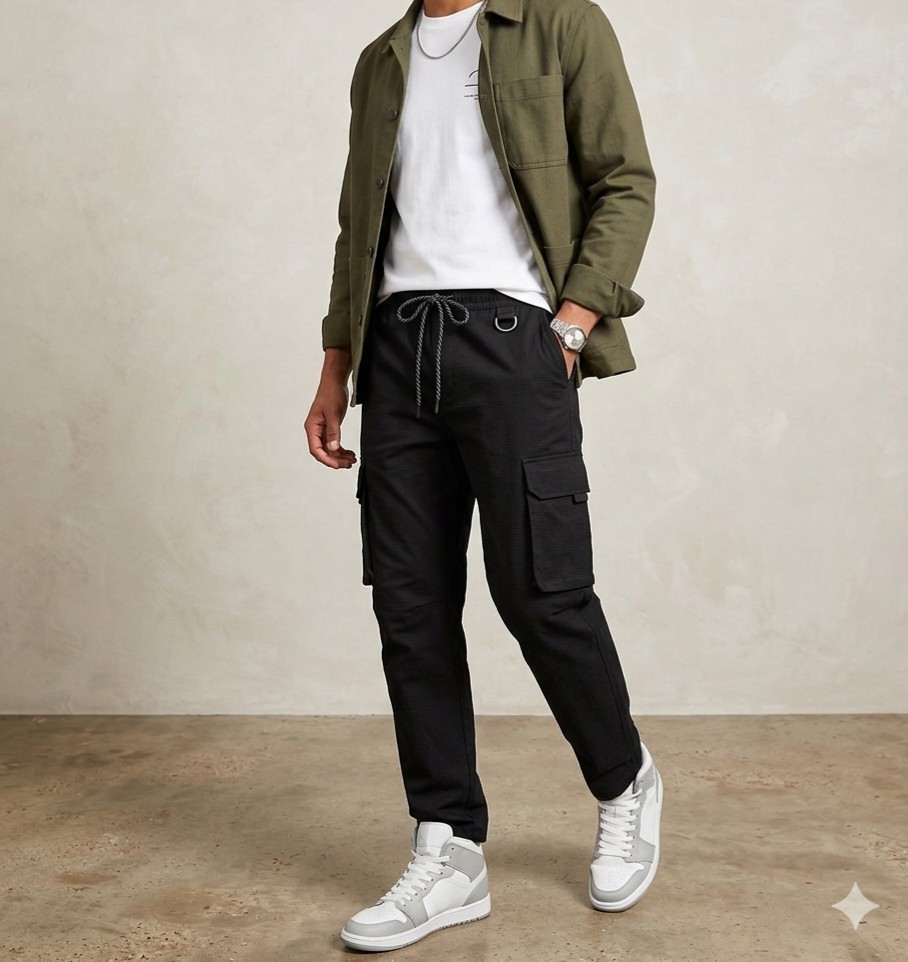 WXYZ Los Angeles Men's Black Cargo Pants S Polyester Cotton