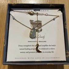 Luna Norte Druzy Quartz 14KT Plated Brass Necklace~Positivity, Healing