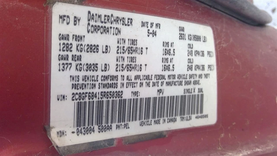 Chrysler Pacifica 2005 FRONT|LEFT Left Airbag 0YJ60XDVAC 8797 — 第 4/4 张图片