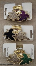 CLOSEOUT 3 NEW GOLD COLOR PLASTIC BANANA HAIR CLIP /FLAT COMB /METALLIC LEAF DES