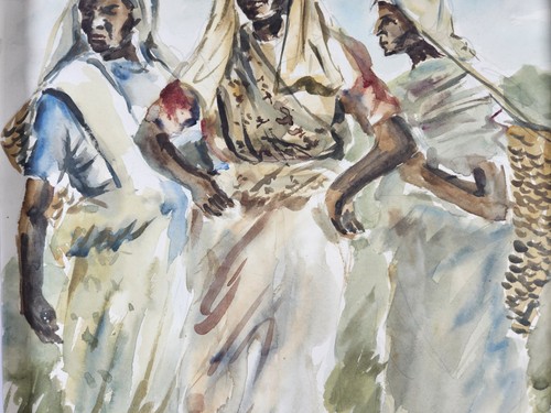 SRI LANKA c1940s WATERCOLOR TEA PLANTATION WOMEN ATTRIBUTED TO KALUDAHUN ??? - Picture 10 of 19