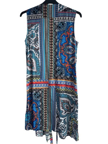 MONSOON Womens Wrap Dress Blue Viscose vibrante Pattern Knee Length UK 14 - Picture 2 of 6