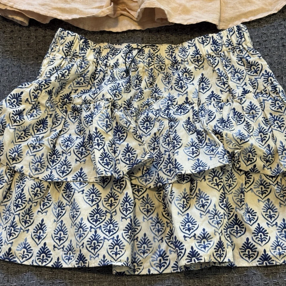 NUEVO SIN ETIQUETAS Lote de 2 Falda Zara Niñas Talla 10 Volantes Mini Boho Azul y Rosa Rubor Foto 4 de 4