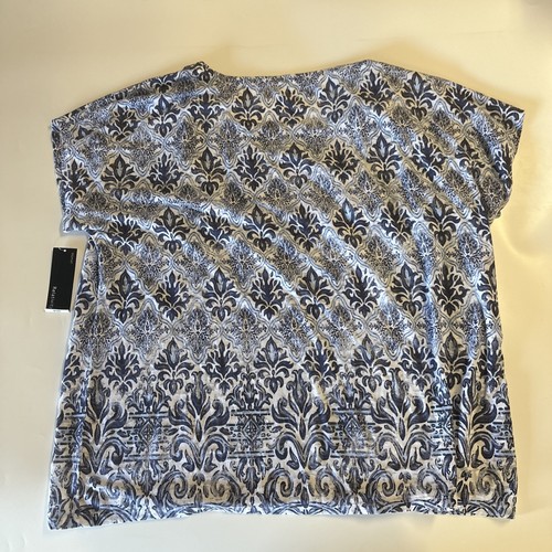 Relativity Shirt Top Women's Plus Size 3X Blue Floral - Picture 2 of 5