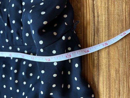 Ralph Lauren Midi Dress Size 12 Navy Polka Dots Rouched Nautical Jackie O - Picture 8 of 9