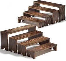 2-Set Wood Tiered Display Risers for Events, Stackable Cupcake Stand