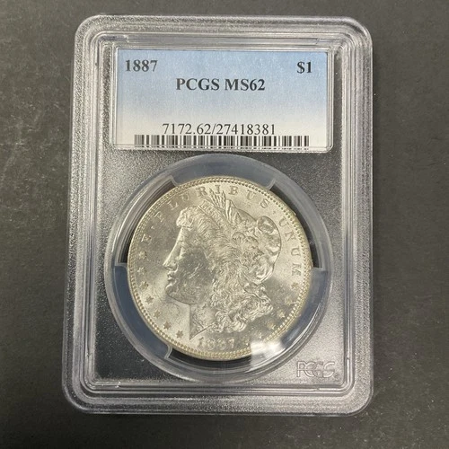 1887  MORGAN SILVER DOLLAR PCGS MS62