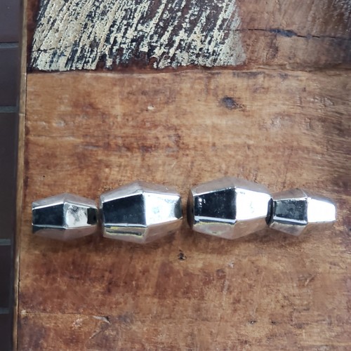 Menge 4 Riesige Gestumpfte Facettierte Doppelkegel Silber Basteln Perlen SELTEN 1,5 In Hohl 38g - Bild 6 von 10