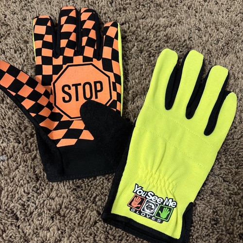 You See Me Reflective Gloves For Traffic Control High Visibility Green STOP XL - Picture 2 of 6