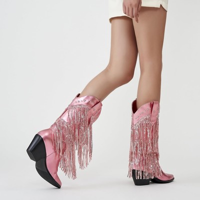 ZXHYZLZ Western Cowboy Boots for Women - Mid Calf