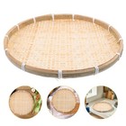  Round Bamboo Sieve Basket: 35cm Vegetable Wash Tray - Seafood Drying Basket -