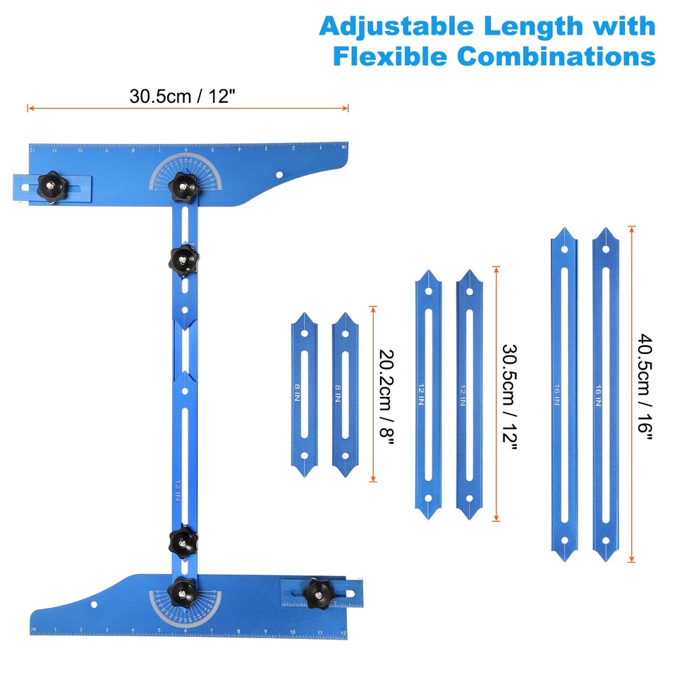 Stufen-Treppenvorlage Werkzeug 8 Einstellbare Längen Jig Messgerät, Blau - Bild 2 von 4