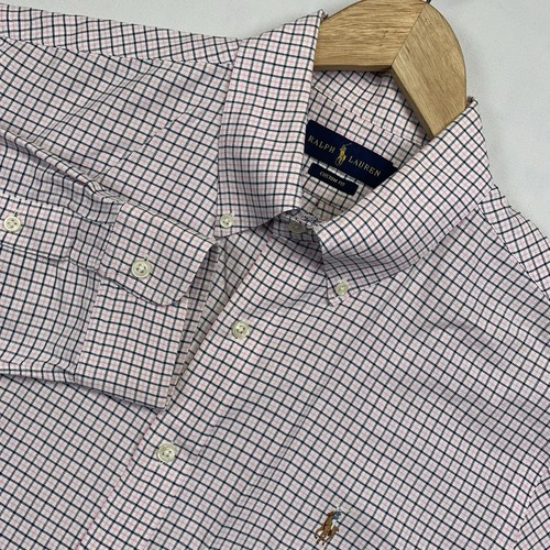 Ralph Lauren Shirt Mens Large Custom Fit Oxford Plaid Long Sleeve Button Down