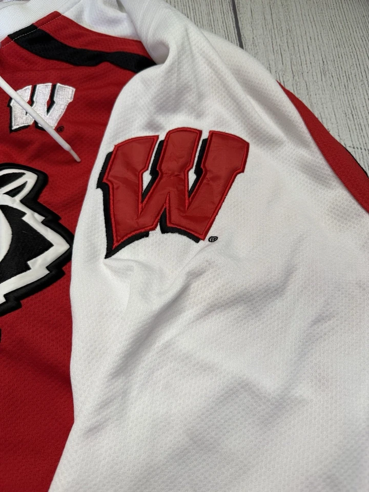Colosseum Vintage University of Wisconsin Badgers Hockey Jersey L Red White - Image 3 of 4