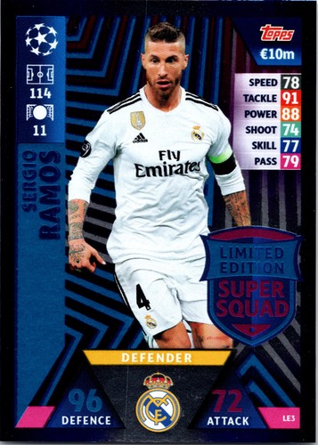 2018-19 Topps Attax UEFA Champions Sergio Ramos #LE3 Limited Edition Super Squad - Picture 1 of 2