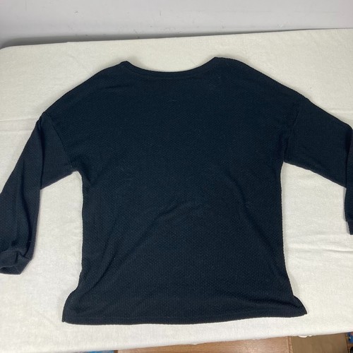 Girls Black Long Sleeve See Through Textured Top Size M 10/12 Sheer Knit - Picture 9 of 9