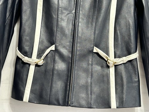 St John Leder Sport Jacke Damen Small Deep Bluish Black - Bild 3 von 15