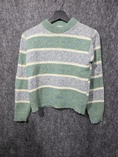 Vintage Womens Barclay's Lambs Wool Sweater Green Gray Knit 14 True Vintage