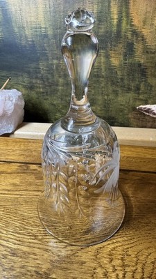 Vintage 1940 s Handcut Lead Crystal Dinner Bell Made in E. Germany - Hobstar